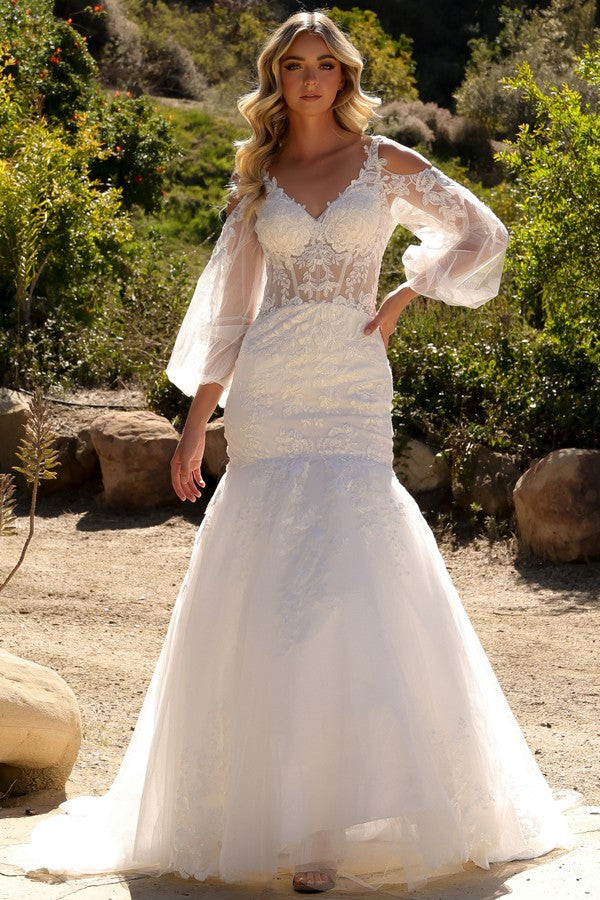 lace fish tail wedding dress JE983-W Oceania strikes a balance Backplate Option:With Backplate sku_SR0940J08-burgundy-FO Red Long Sleeve One