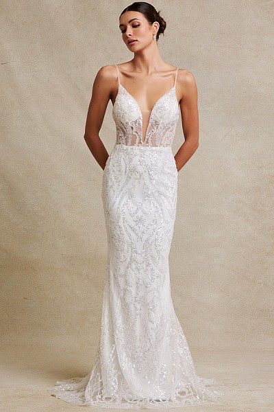 Sleeveless Skinny Straps Glitter Se...