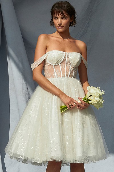 Off Shoulder Sweetheart Knee Length...