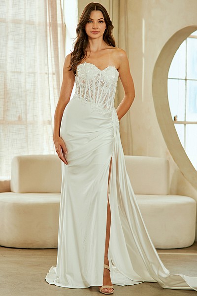 Strapless Sweetheart Lace Top Fitte...