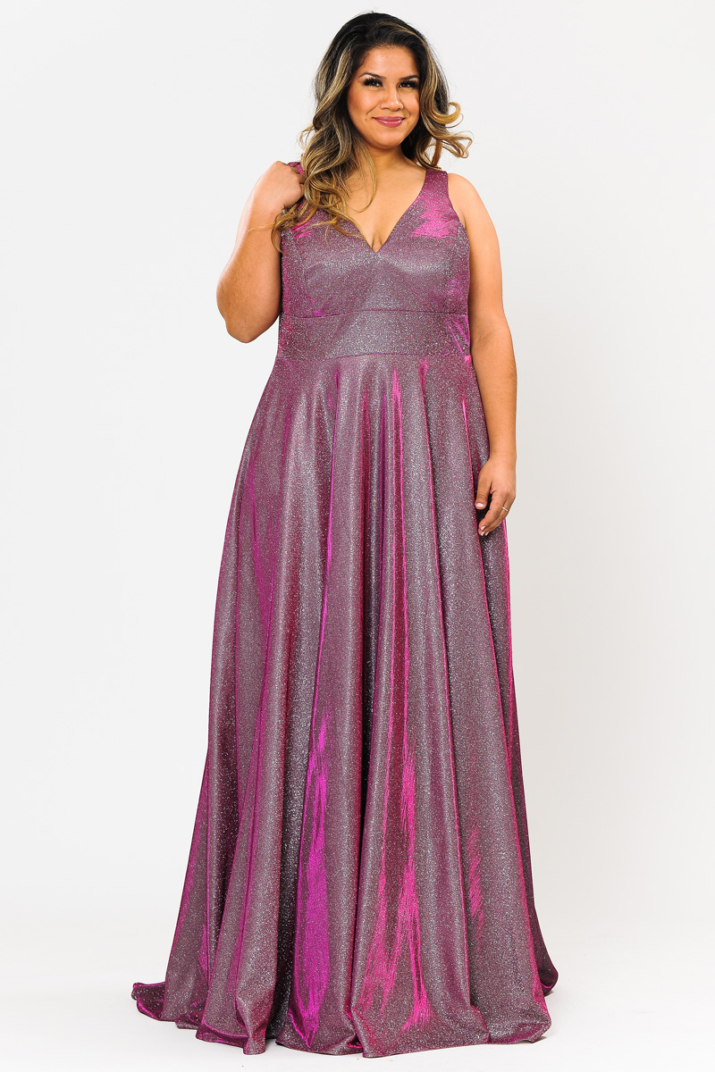 Sleeveless Iridescent Glitter Knit A-Line Dress