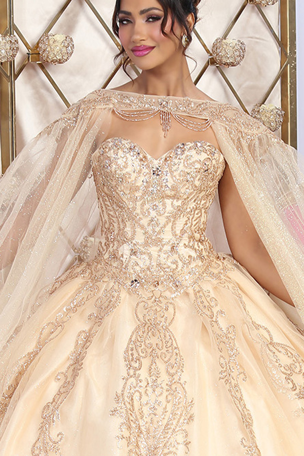 Sweetheart Metallic Embroidery Quinceanera Ball Gown
