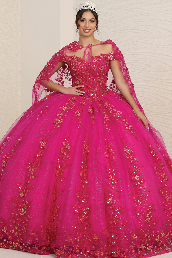 Off Shoulder Lace Sequin Glitter Quinceanera Ball Gown