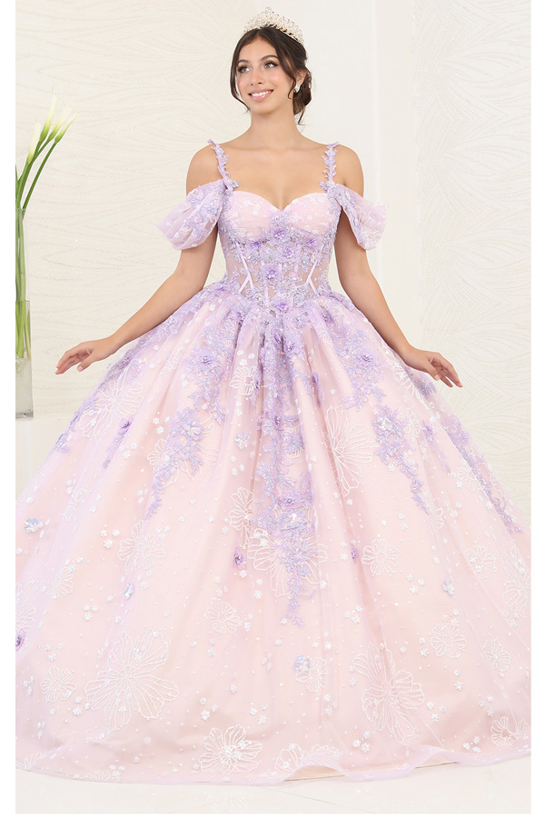 Lace Straps Sweetheart Illusion Top Quinceanera Ball Gown
