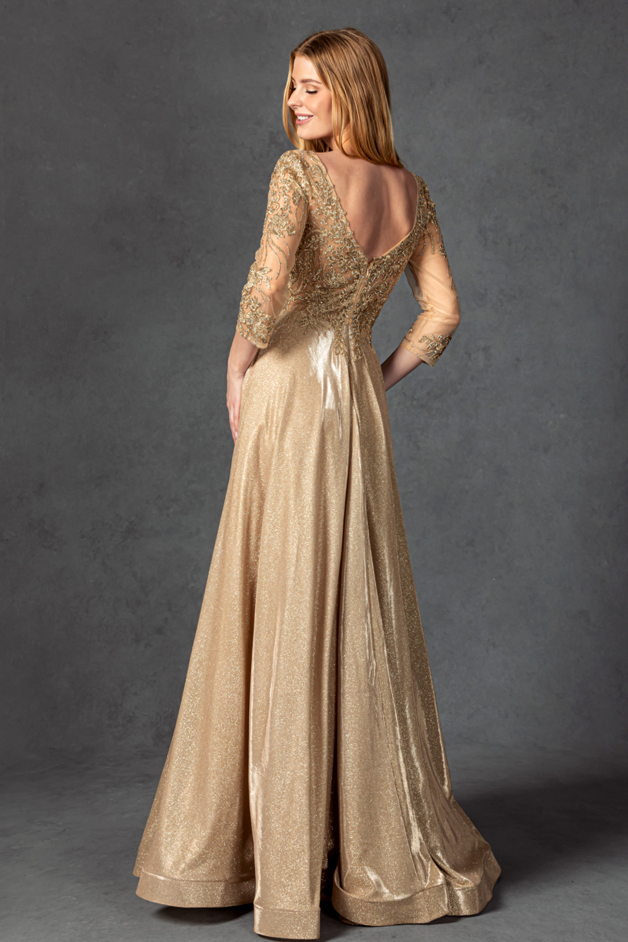 3/4 SLEEVE, V-NECK, A-LINE DRESS