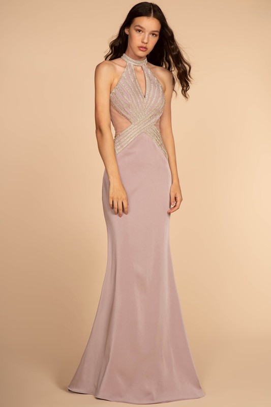 Jewel Embellished Rome Jersey Prom Dress