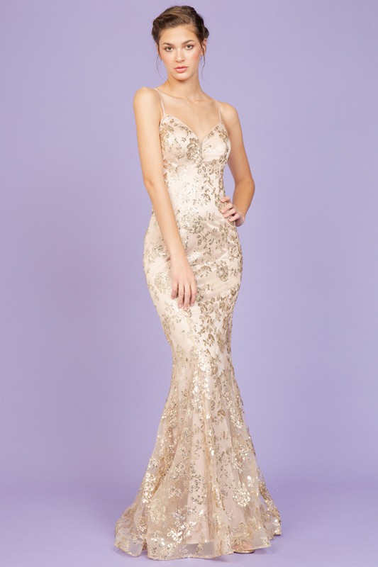 Fitted Long Glitter Gown
