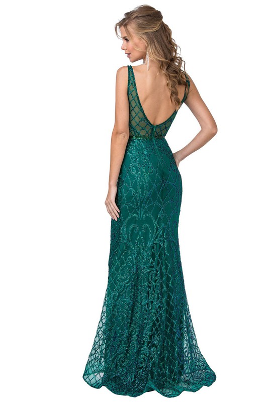 Glitter Embellished Low Back Dress