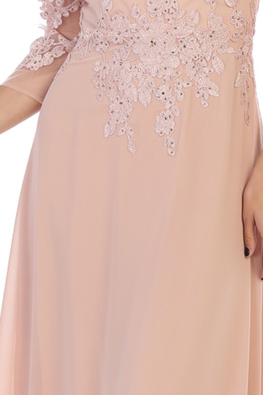 3 Q Sleeve Mother of the Bride Dress