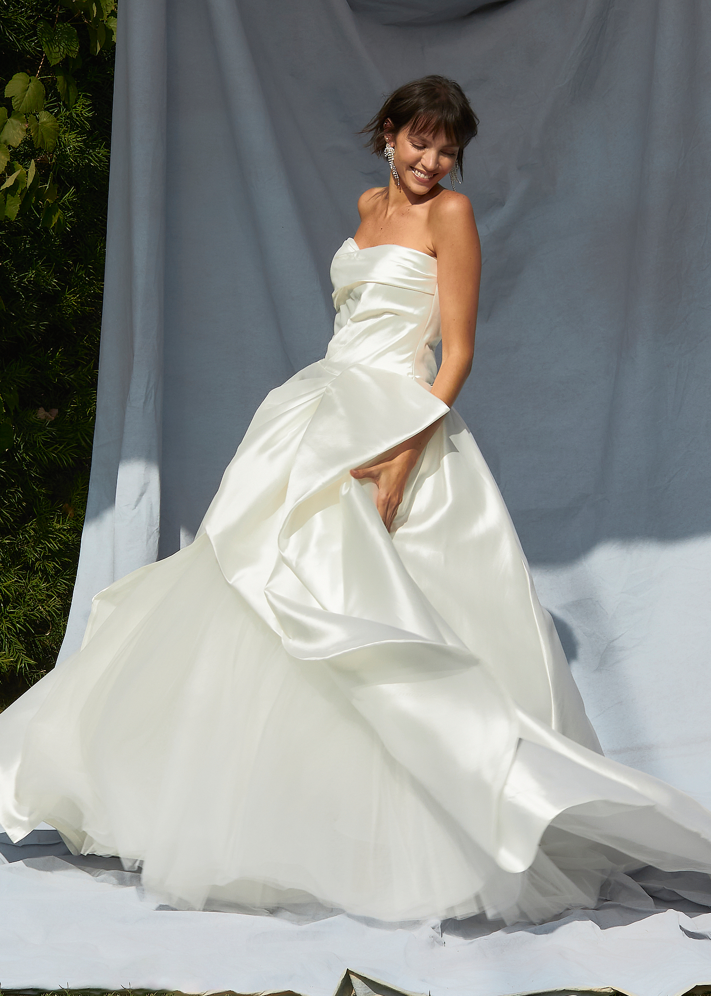 Strapless Lace Back Mikado Wedding Dress