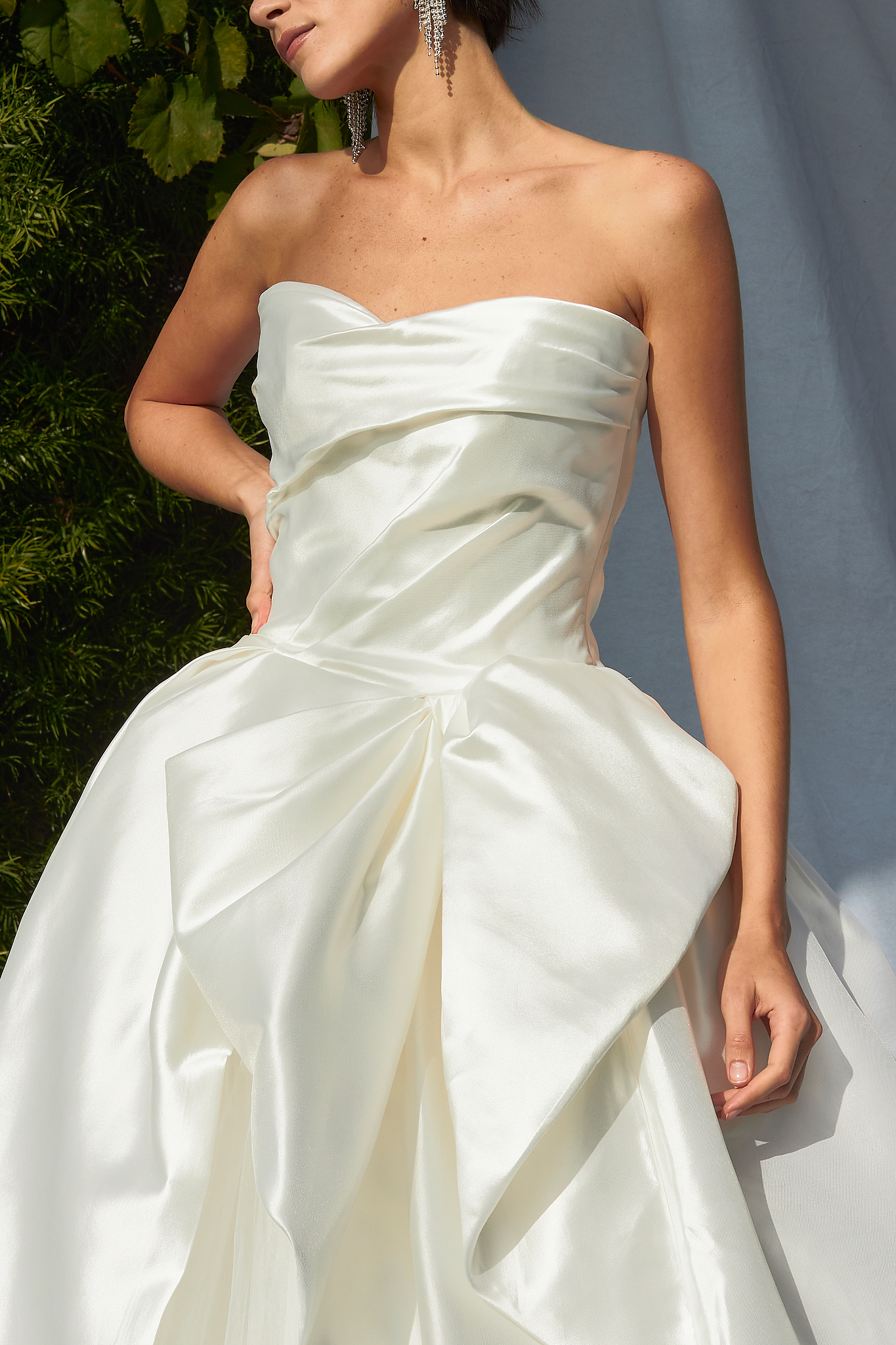 Strapless Lace Back Mikado Wedding Dress