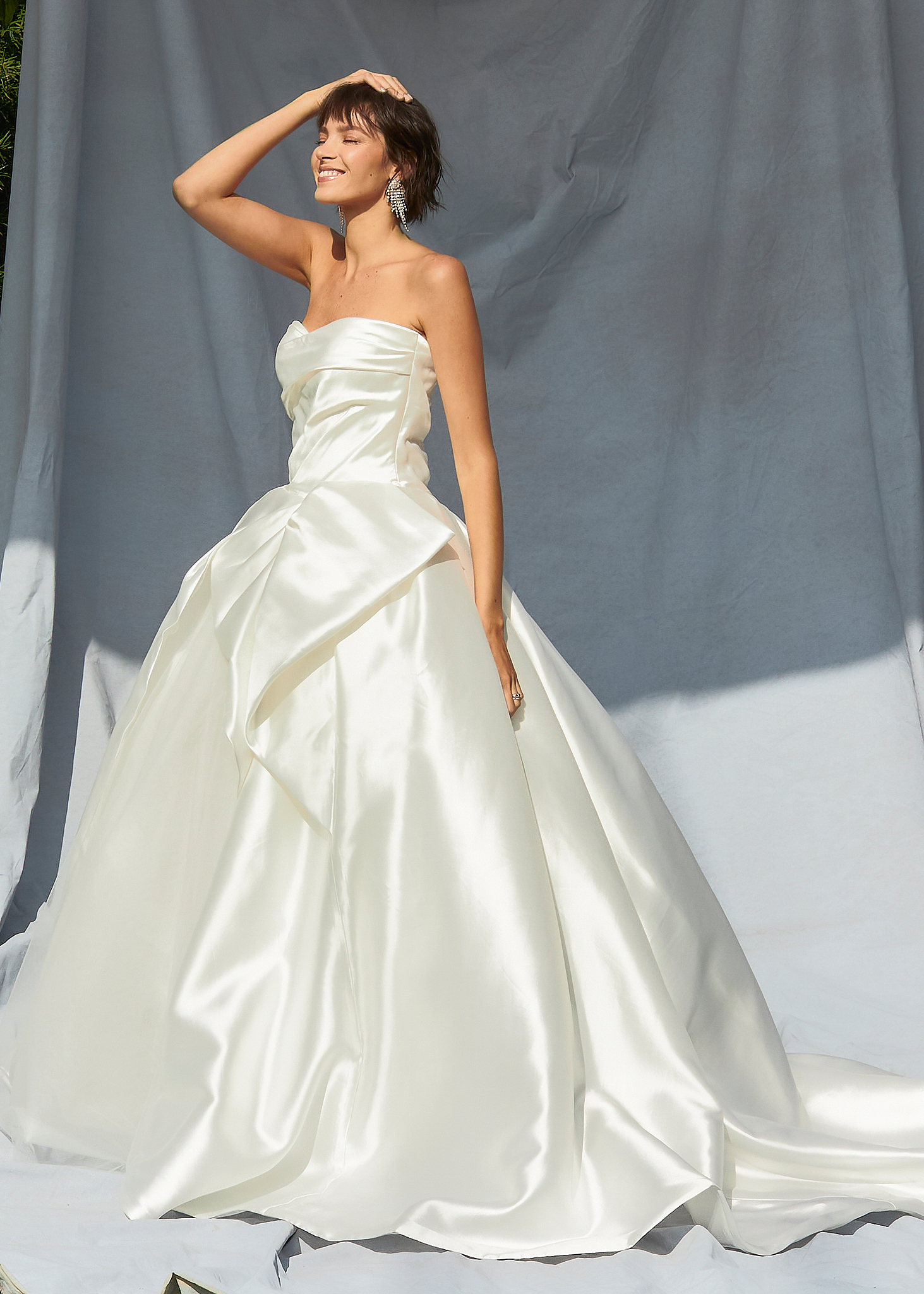 Strapless Lace Back Mikado Wedding Dress