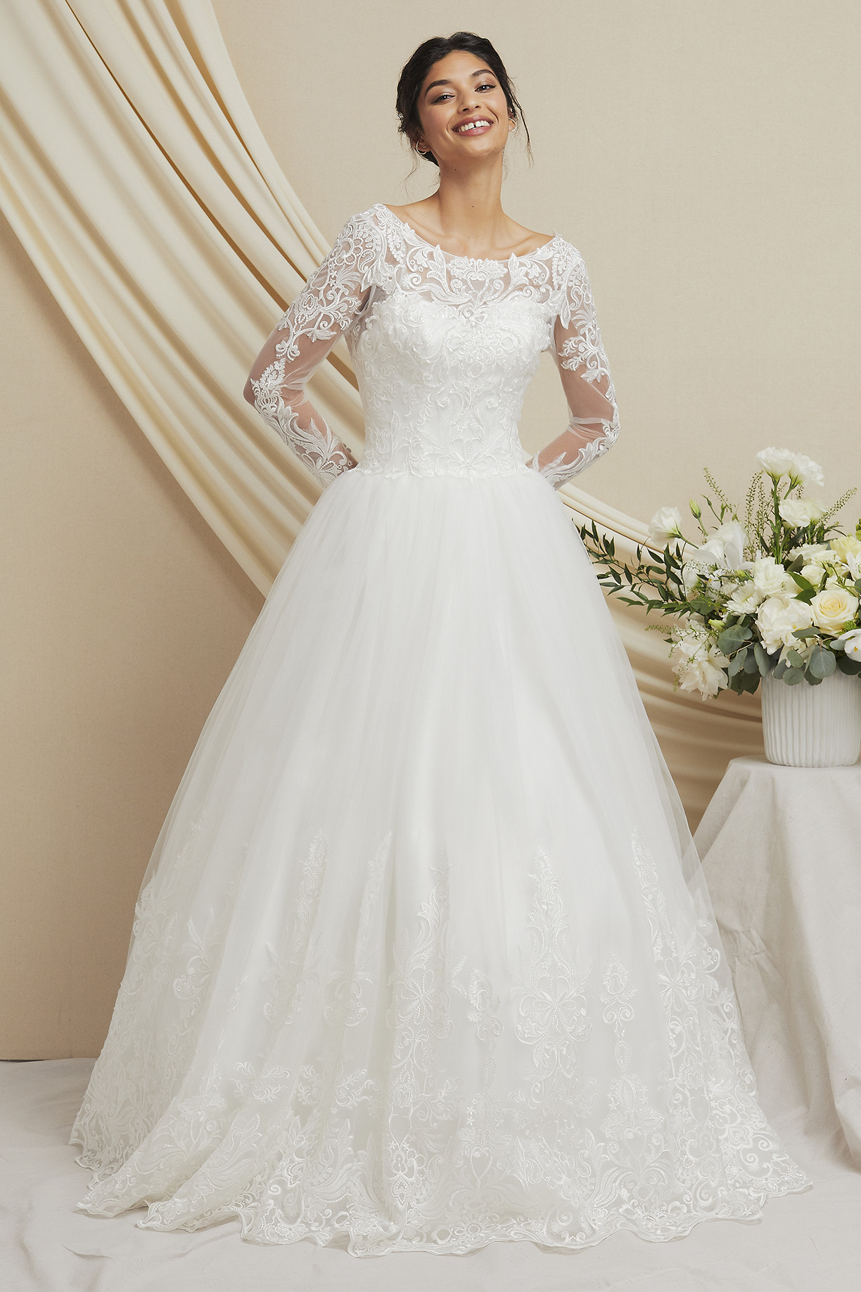 LONG SLEEVES, BATEAU, BALLGOWN