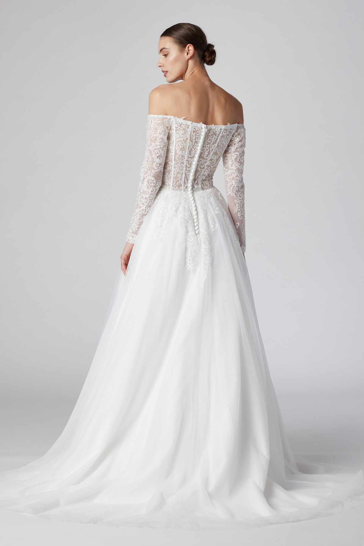 OFF SHOULDER SLEEVE BALL GOWN