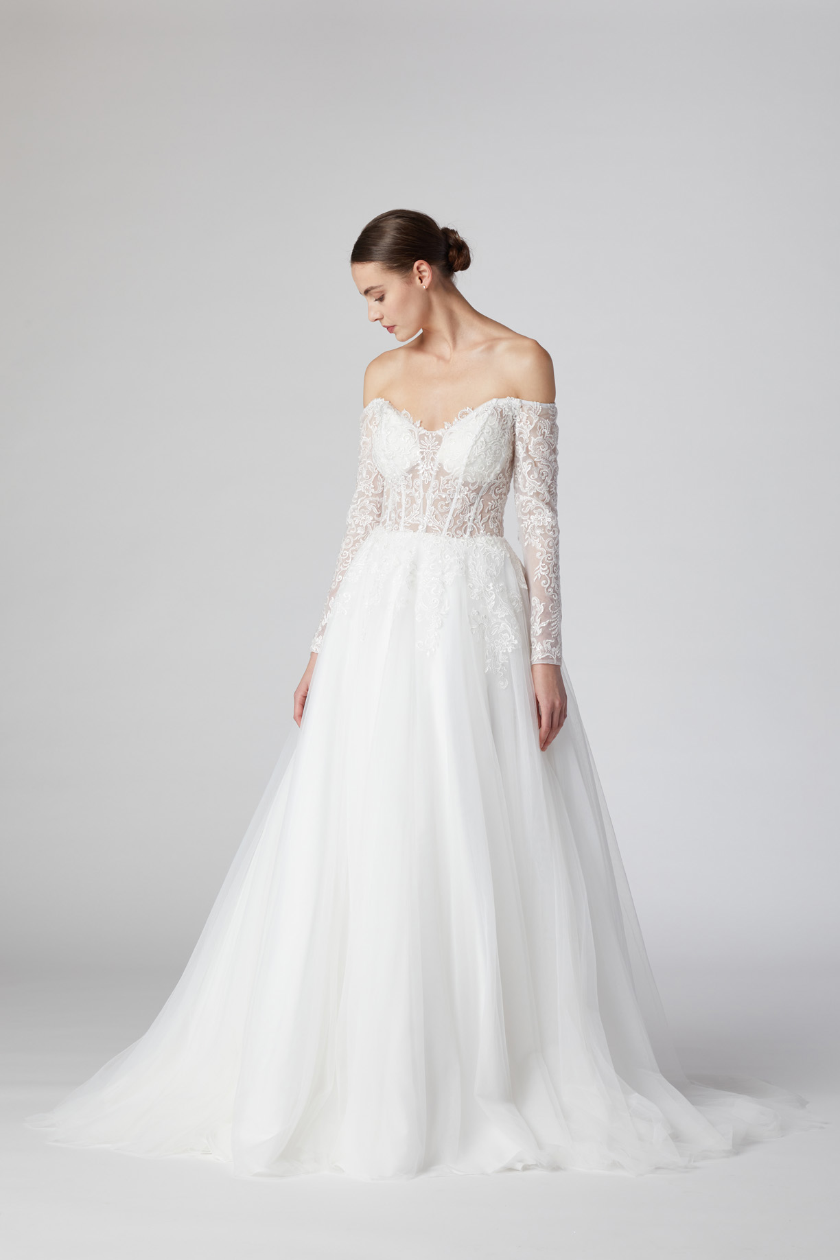 OFF SHOULDER SLEEVE BALL GOWN