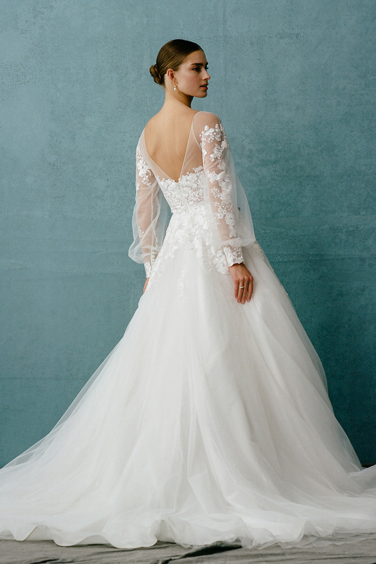 LONG SLEEVE, BATEAU NECK, BRIDAL GOWN