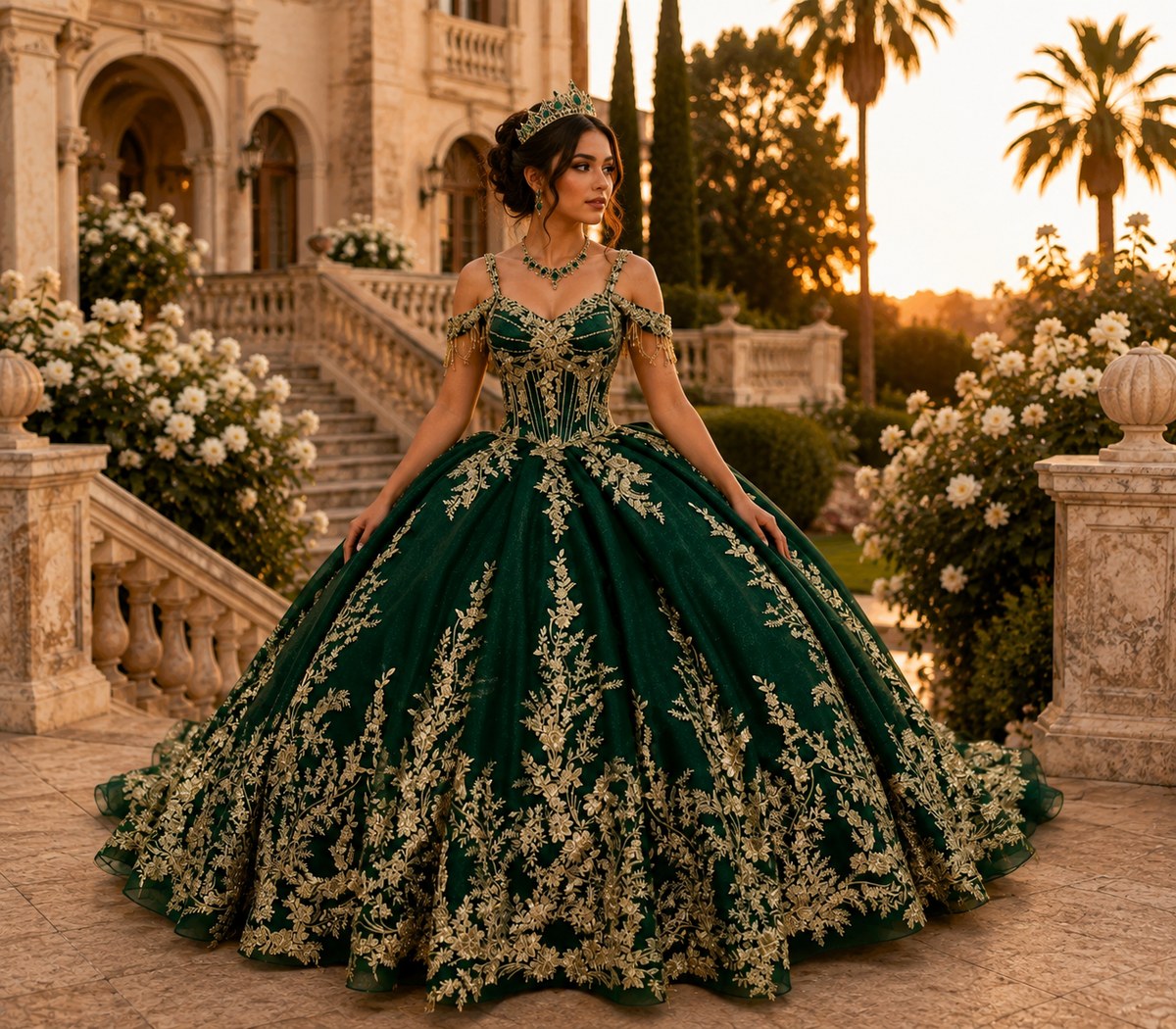 198-080-Q-BOW | Cathedral Length Bow Back Off Shoulder Sleeve Ball Gown