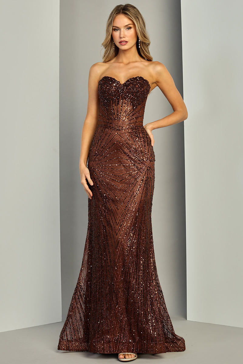 143-263-18 | Strapless Sweetheart Bead Sequin Sheath Dress