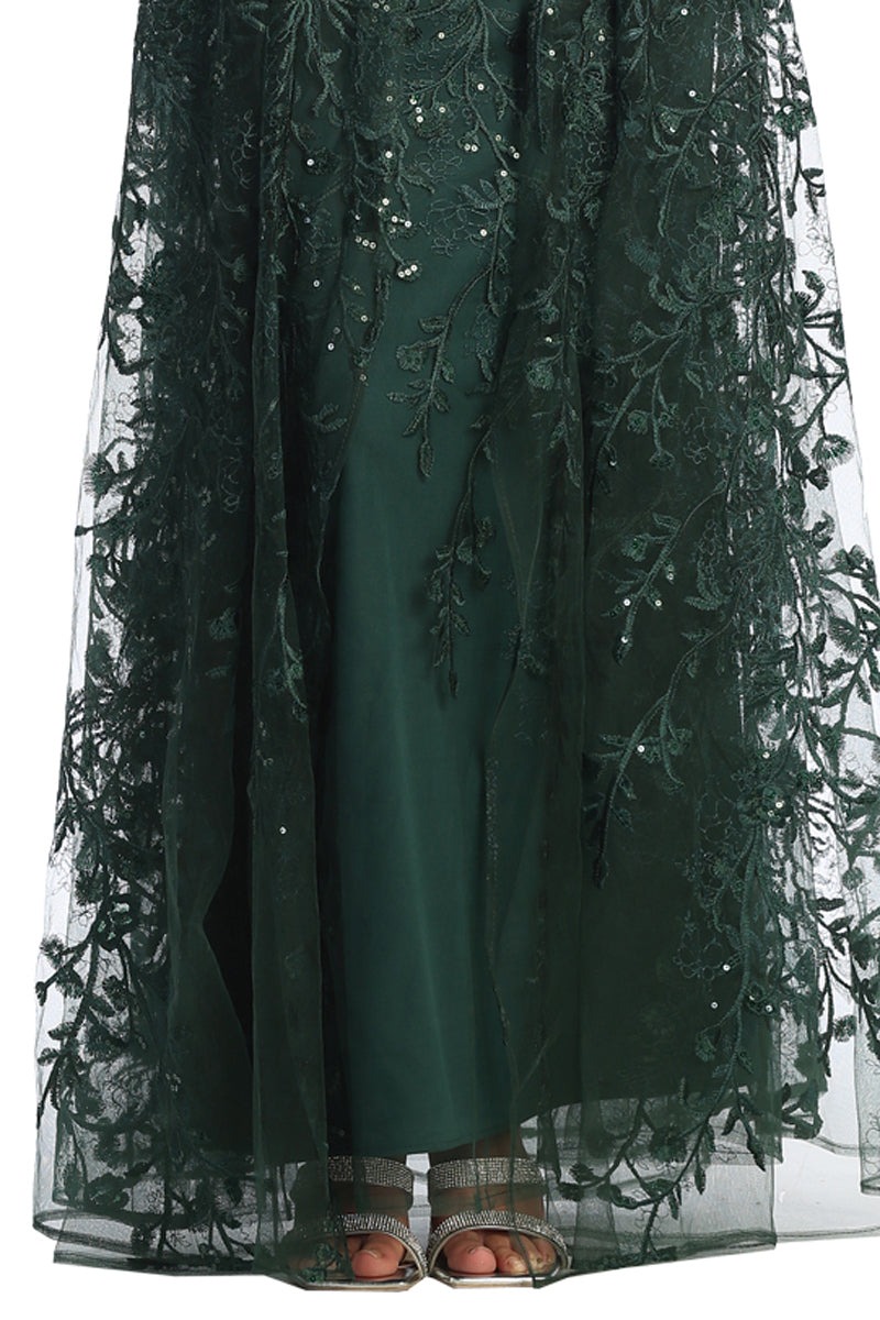 Lace Applique Off Shoulder Cap Sleeve A Line Prom Dress | CQ50420