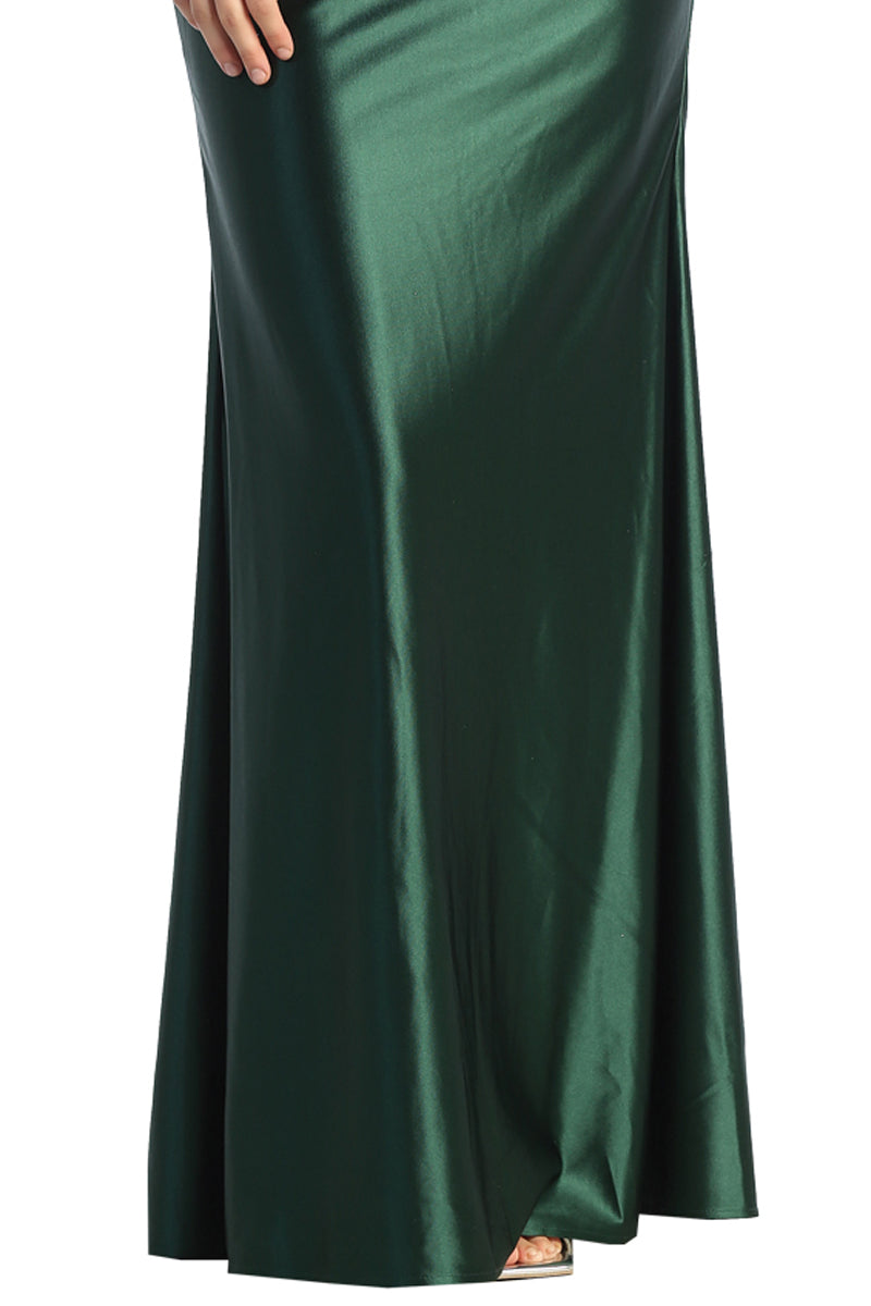 Lace Sequin Bodice Spaghetti Strap Satin Fitted Prom Dress | CQ50447