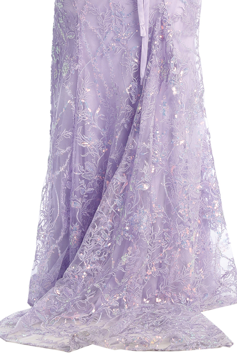Lace Strapless Sweetheart Corset Fitted Prom Dress with Slit | CQ50451