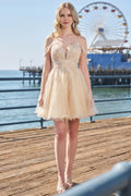 Lace Cold Shoulder Sweetheart Short Tulle A-Line Prom Dress | CQ50472