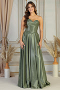 Strapless Sweetheart Corset Satin A Line Prom Dress | CQ50519