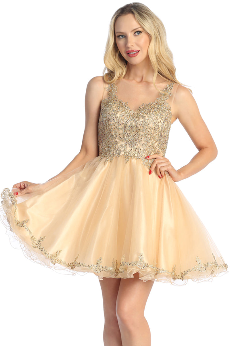 Sleeveless Embellished Cocktail Dress | 196-020