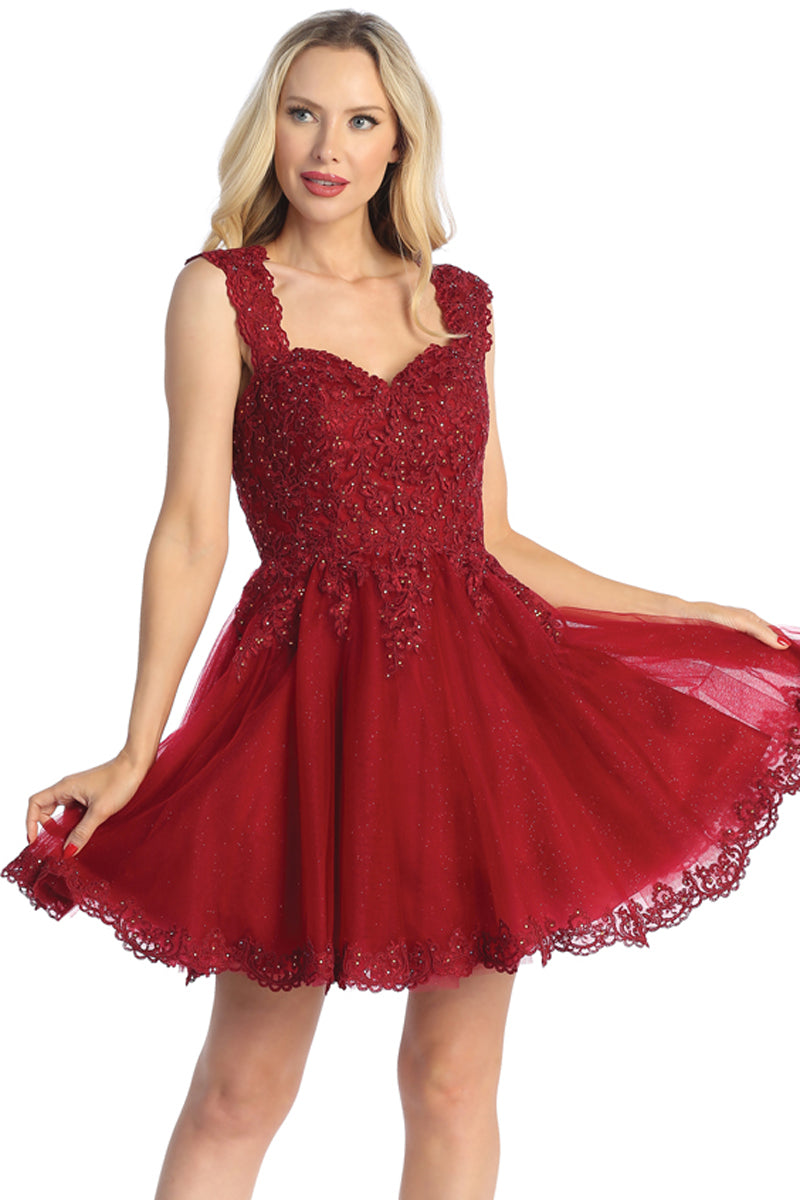 Cap Sleeve Tulle A-Line Cocktail Dress | 196-240