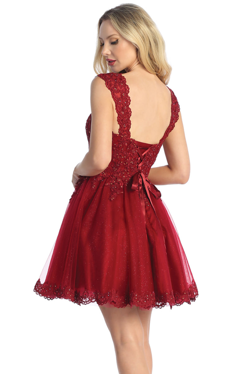 Cap Sleeve Tulle A-Line Cocktail Dress | 196-240
