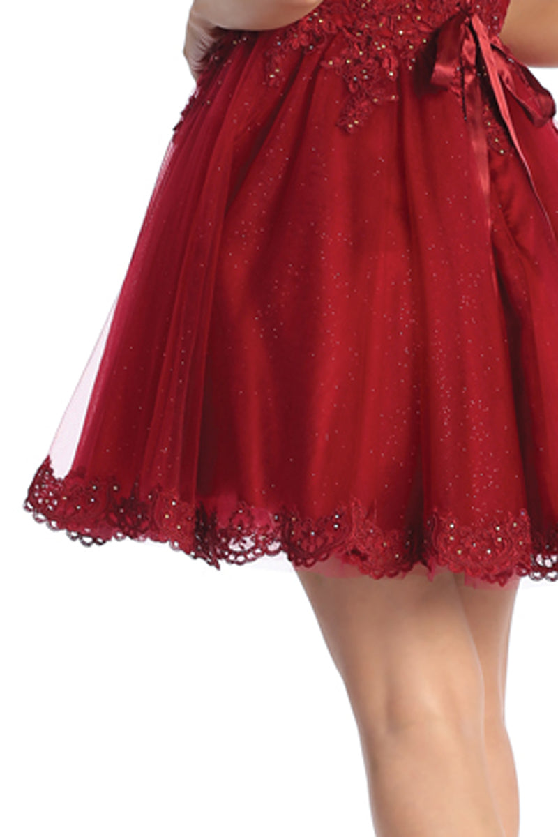Cap Sleeve Tulle A-Line Cocktail Dress | 196-240