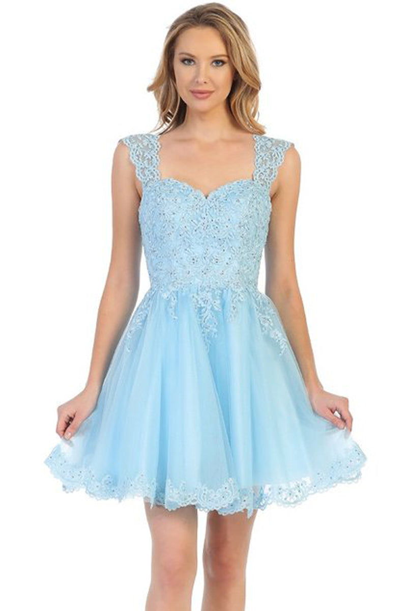 Cap Sleeve Tulle A-Line Cocktail Dress | 196-240