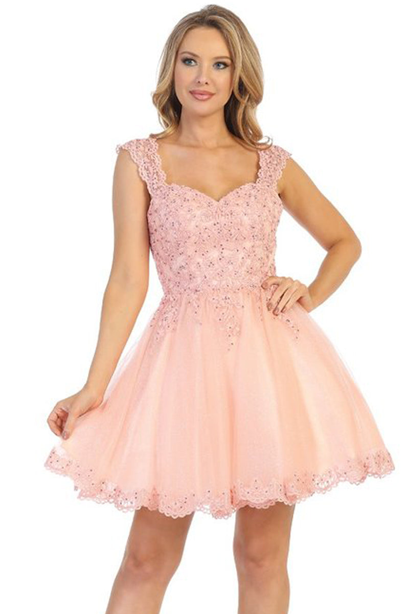 Cap Sleeve Tulle A-Line Cocktail Dress | 196-240