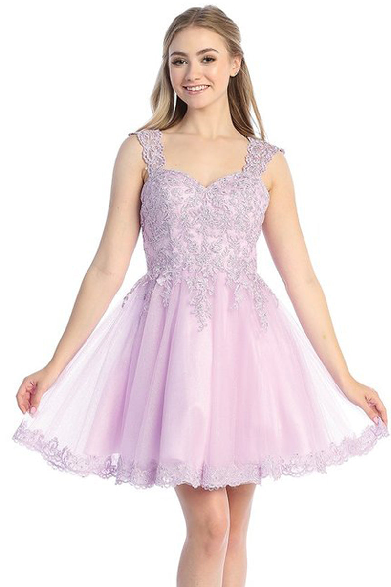 Cap Sleeve Tulle A-Line Cocktail Dress | 196-240