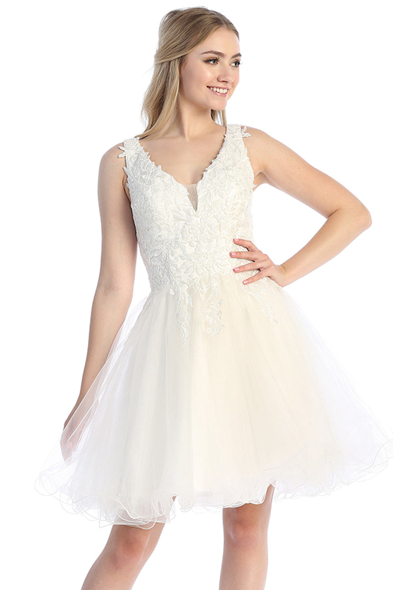 Sleeveless Tulle A-Line Cocktail Dress | 196-249