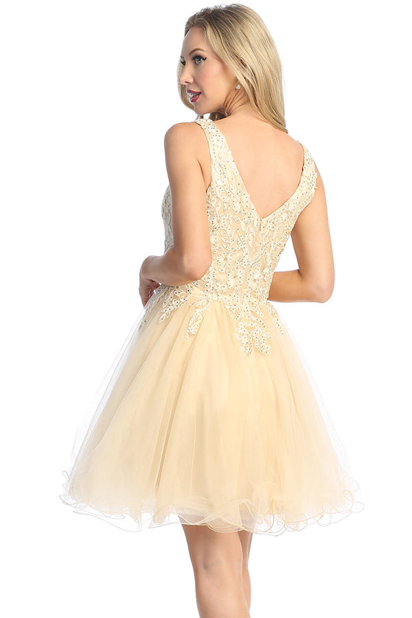 Sleeveless Tulle A-Line Cocktail Dress | 196-249