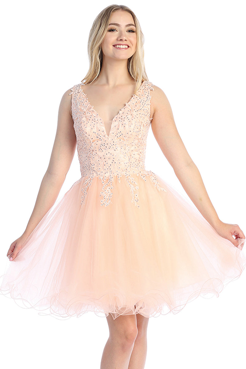 Sleeveless Tulle A-Line Cocktail Dress | 196-249
