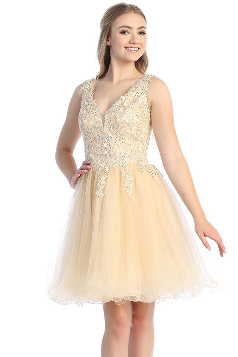 Sleeveless Tulle A-Line Cocktail Dress | 196-249