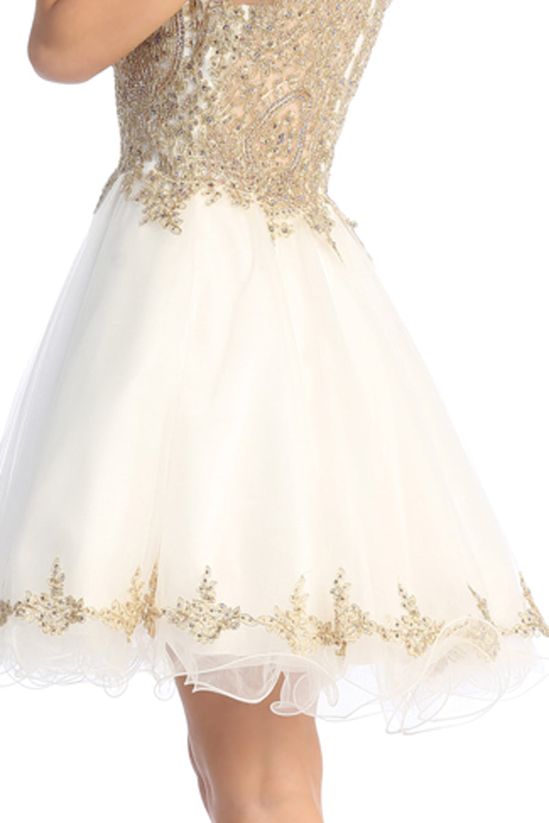 Off Shoulder Tulle A-Line Cocktail Dress | 196-257