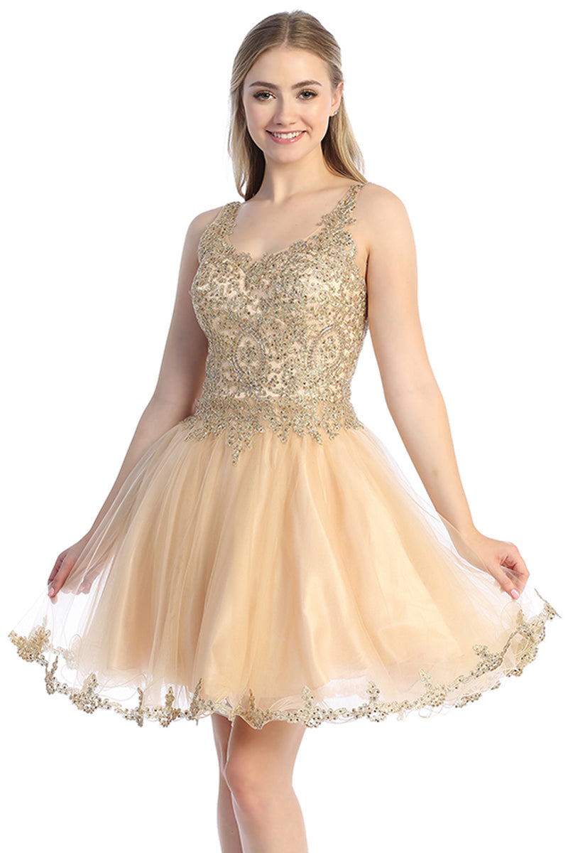 Sleeveless Tulle A-Line Cocktail Dress | 196-265