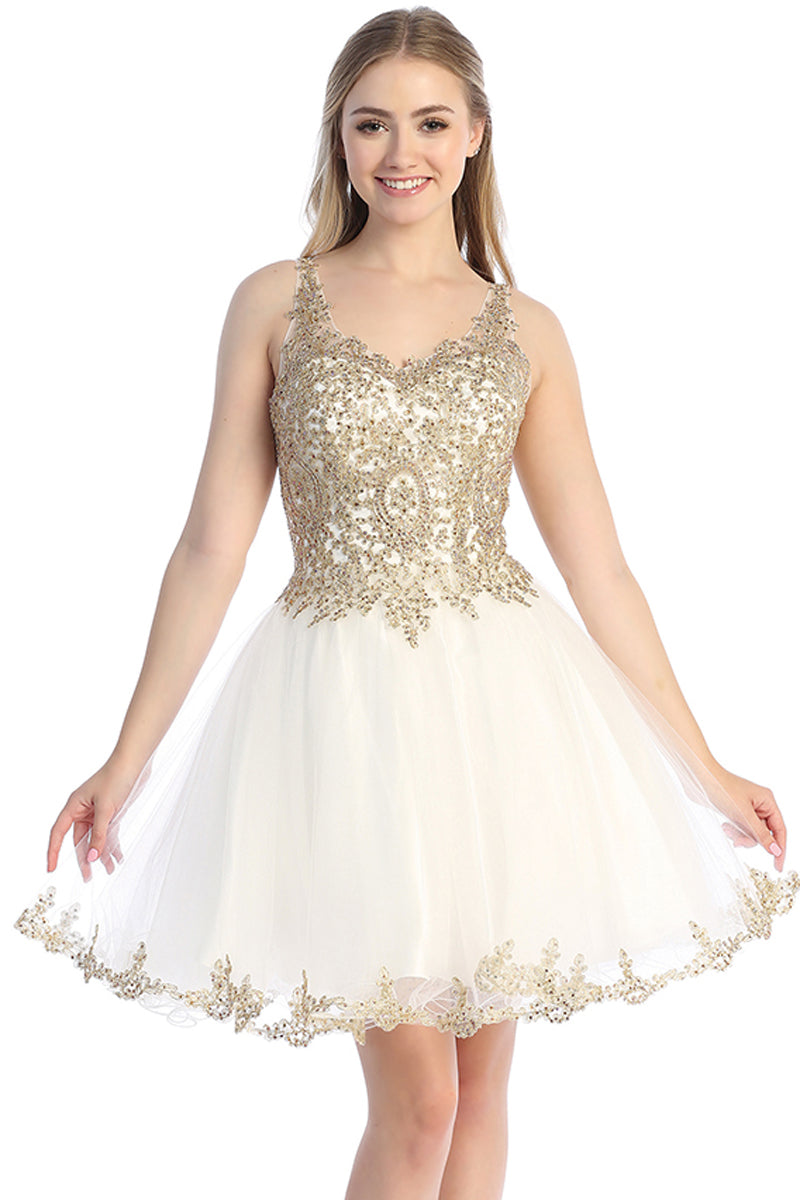Sleeveless Tulle A-Line Cocktail Dress | 196-265