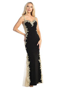 Black sweetheart mermaid prom gown, front view