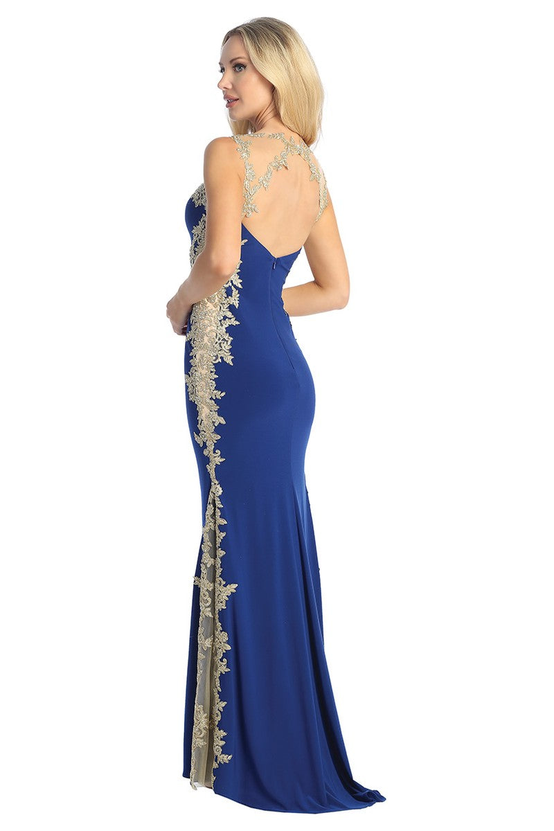 Royal Blue sweetheart mermaid prom gown, back view