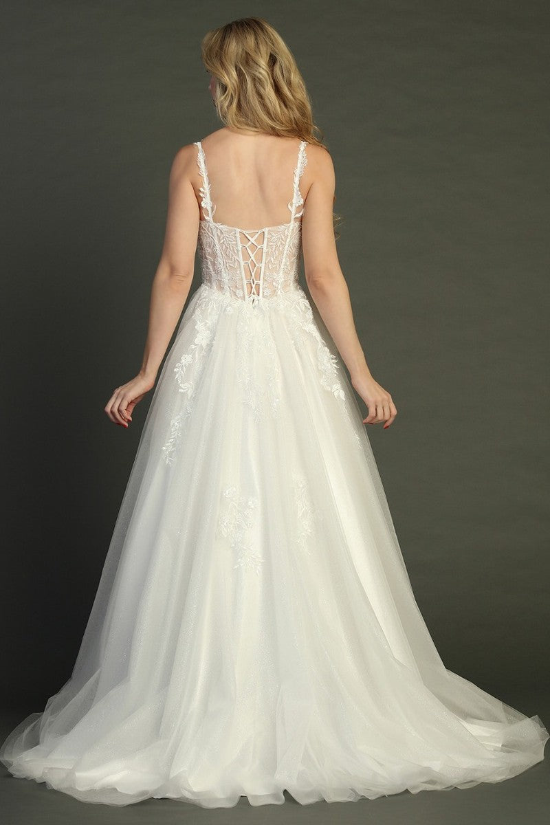 Ivory sweetheart tulle a-line wedding gown, alternate view
