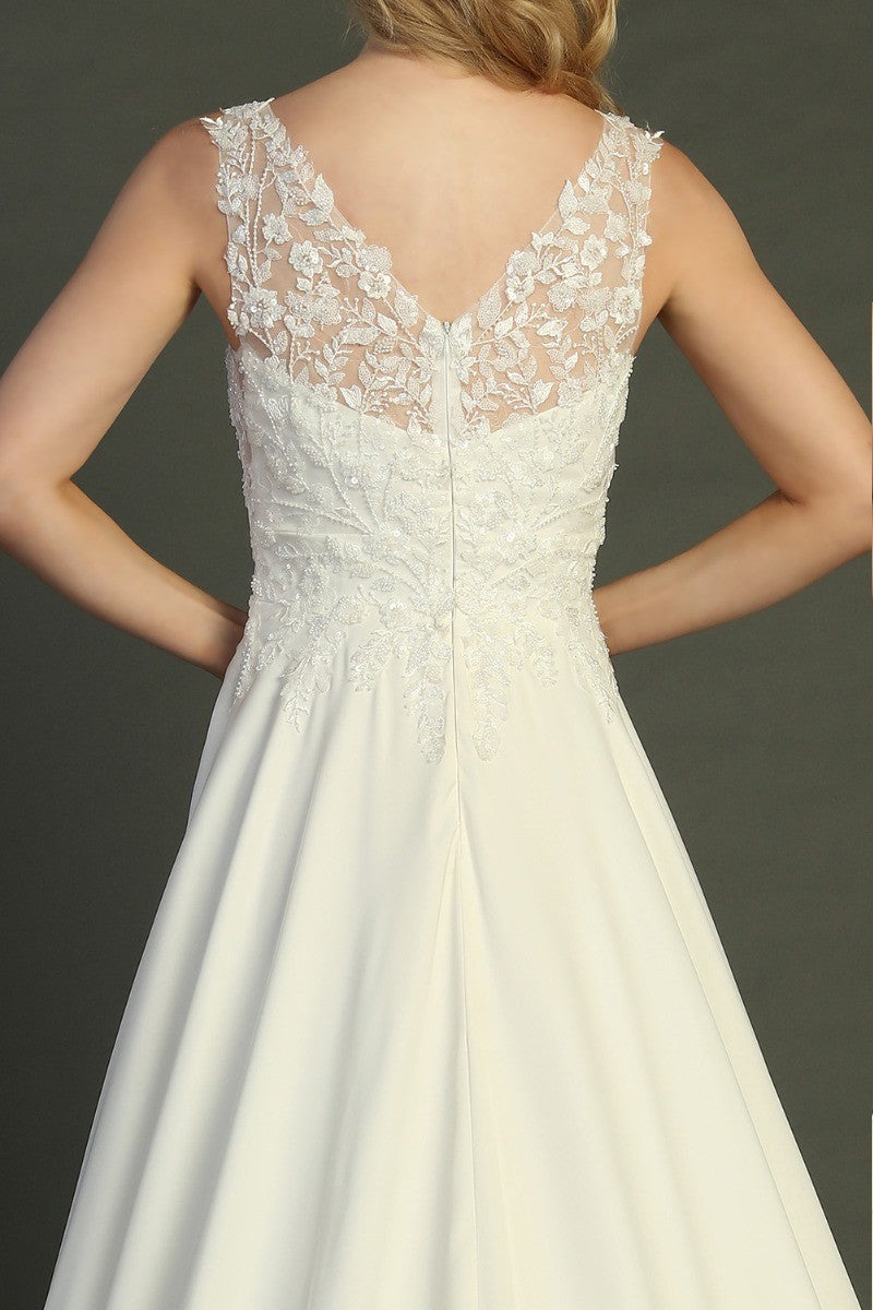 Ivory sleeveless chiffon a-line wedding gown, alternate view
