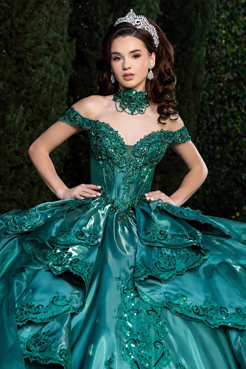 Majestic Tiered Off-the-Shoulder Ball Gown – LK300-20-Q