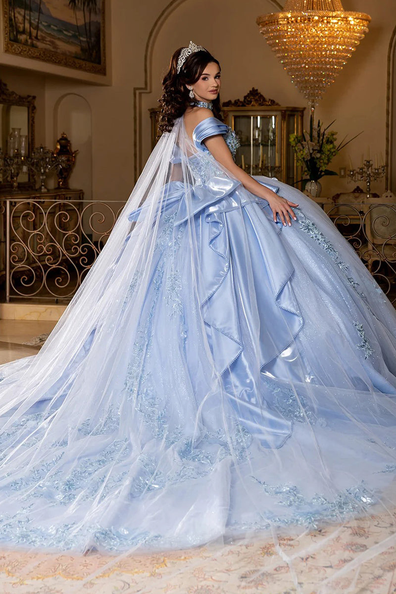 LK305-20 | Off-The-Shoulder Embellished Corset Quinceanera Dress