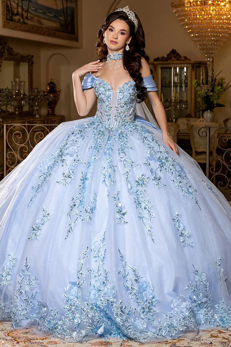 LK305-20 | Off-The-Shoulder Embellished Corset Quinceanera Dress