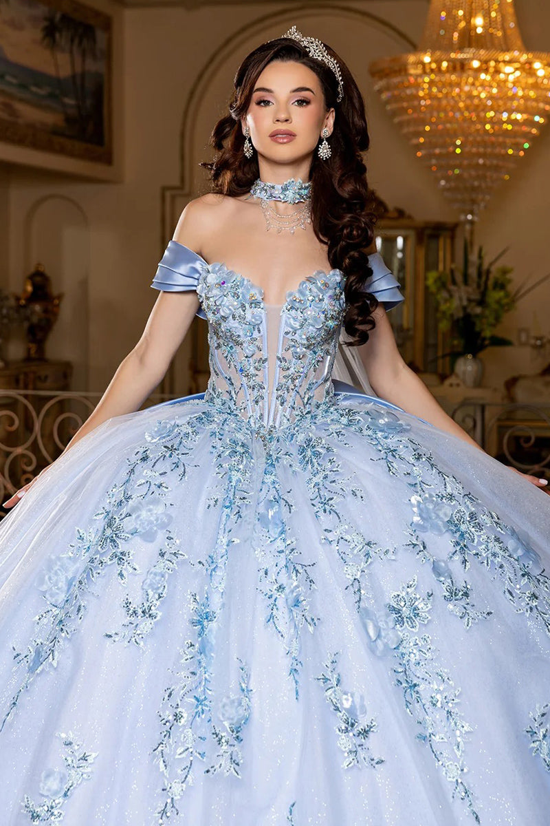 LK305-20 | Off-The-Shoulder Embellished Corset Quinceanera Dress