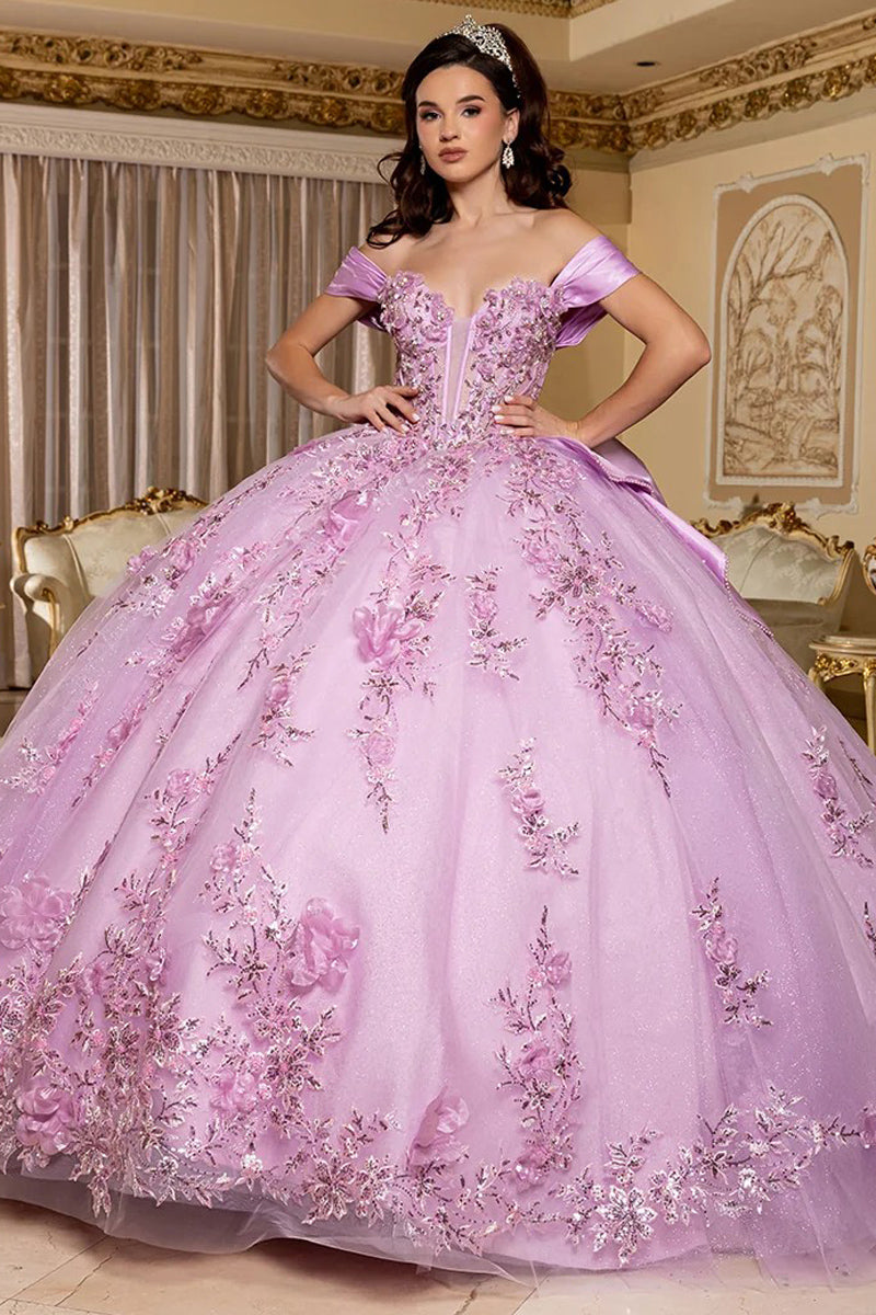LK305-20 | Off-The-Shoulder Embellished Corset Quinceanera Dress